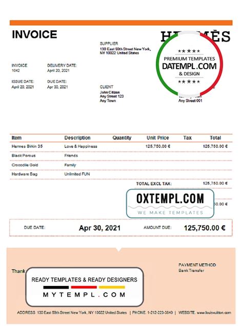 hermes invoice return.